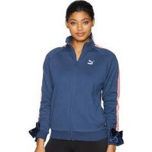 PUMA Women’s Blue Sargasso Sea Long Sleeve Zip Up Track Jacket Large